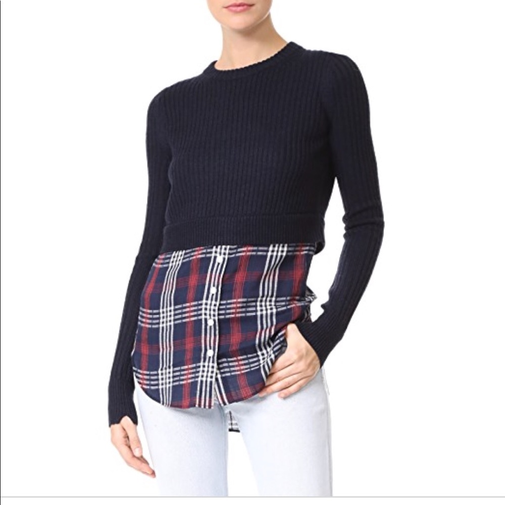 Veronica Beard garrett mix media tunic sweater